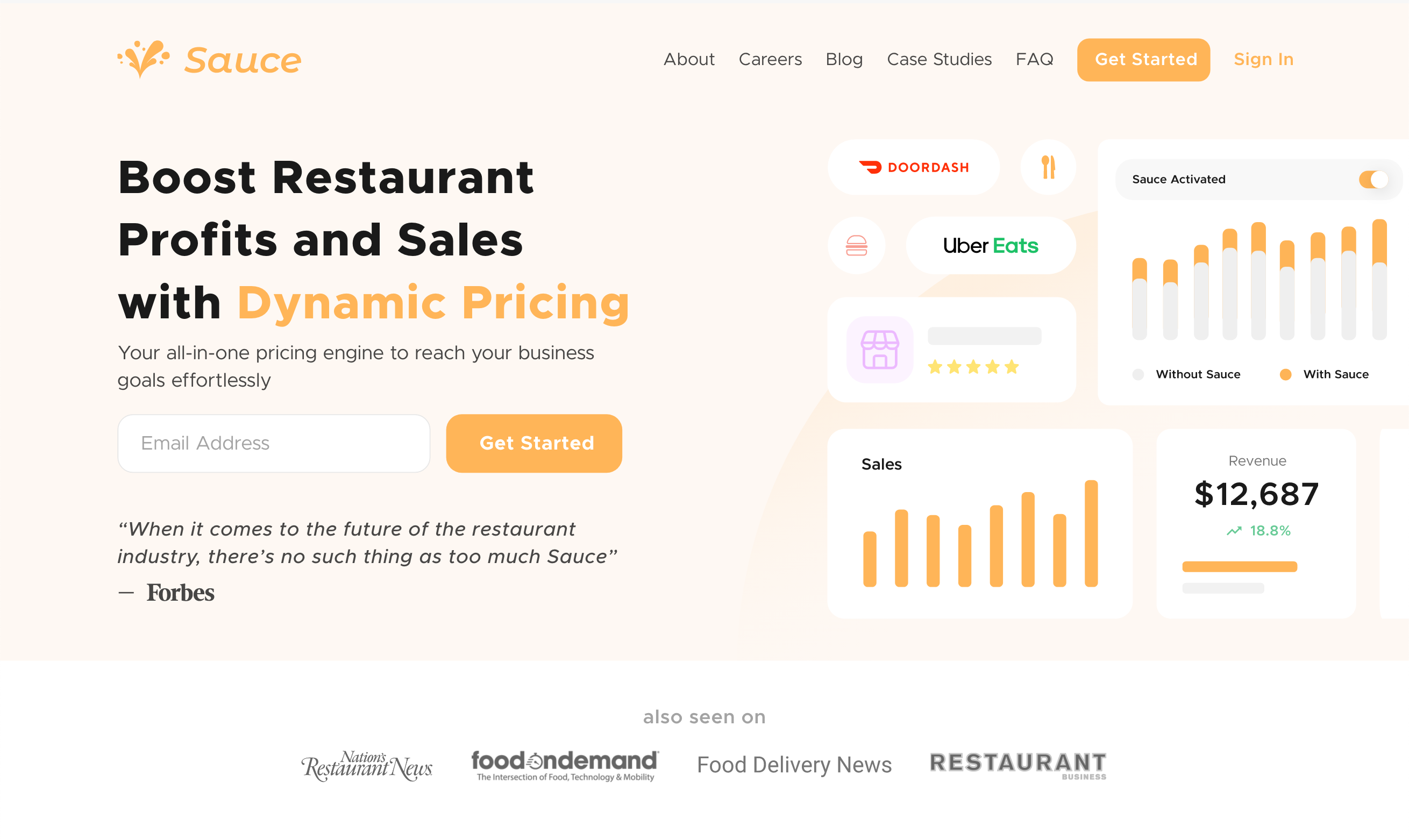 Sauce — boost restaurant profits and sales with dynamic pricing